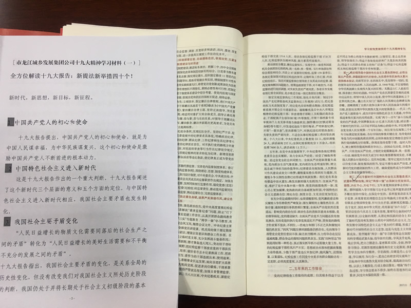 市龍江城鄉發展集團公司召開黨的十九大精神第二次學習會議